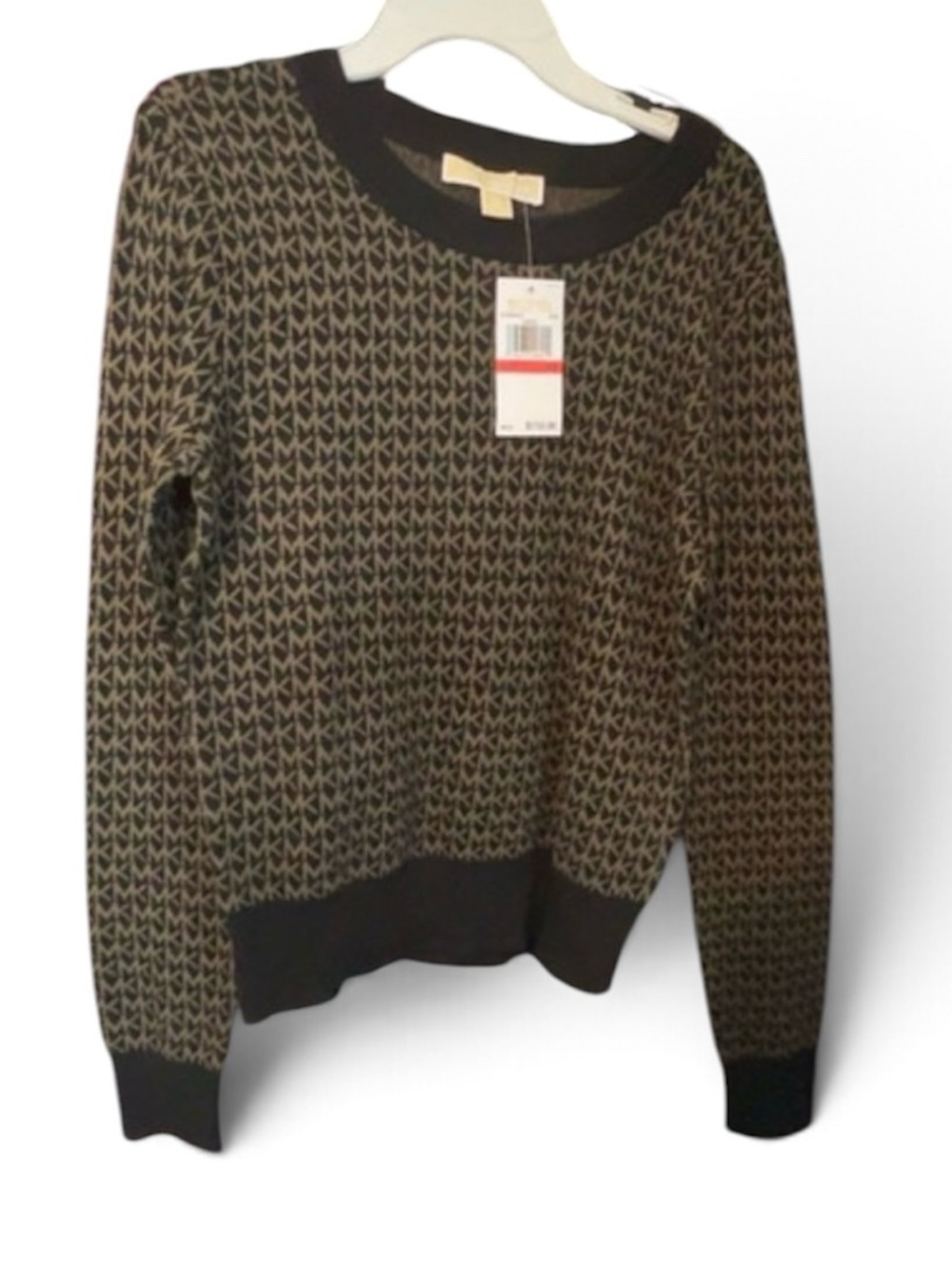Michael Kors Brown/Tan MK Logo Crewneck Sweater